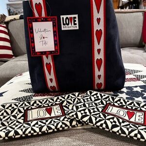 Brighton Love Navy Tote with Red Heart Accents